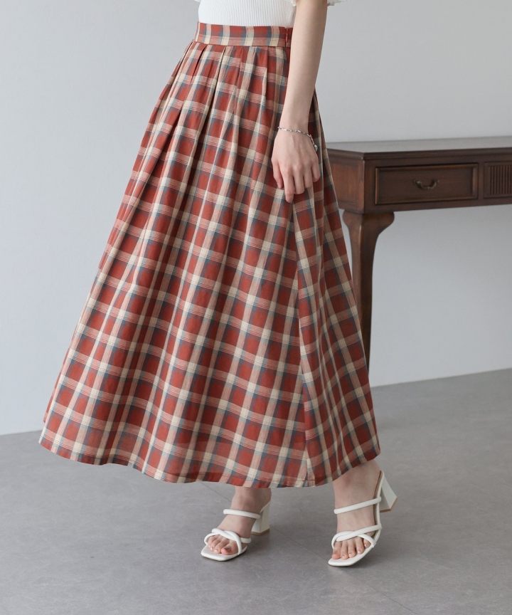 【SALE】丈が選べるチェックフレアスカート