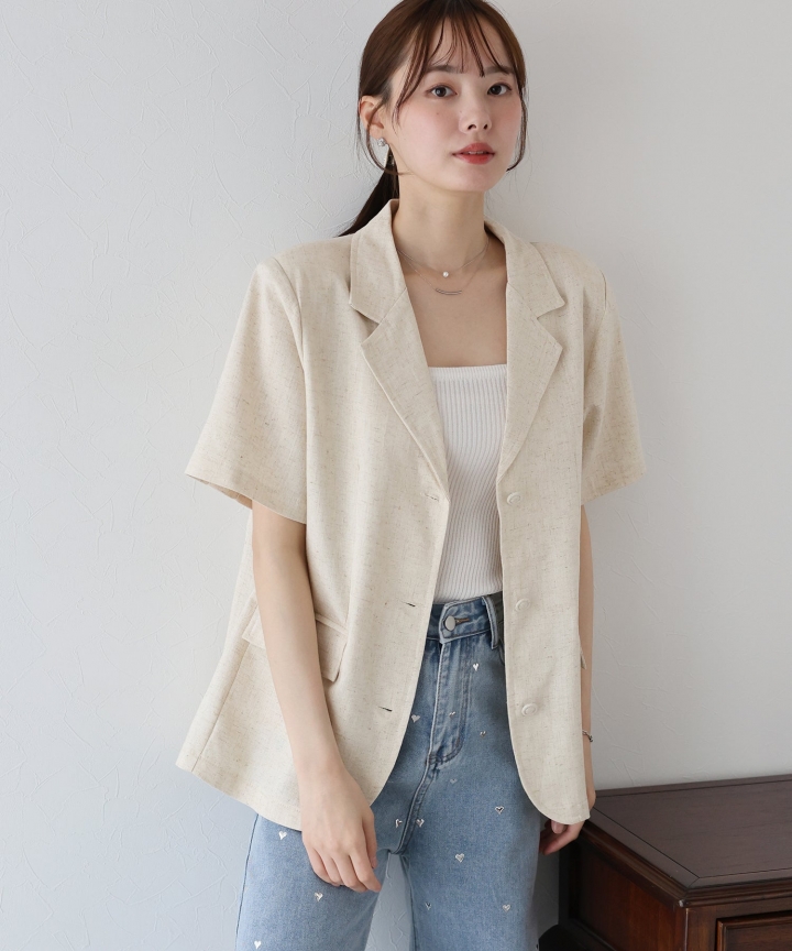 【TIME SALE】半袖リネンジャケット