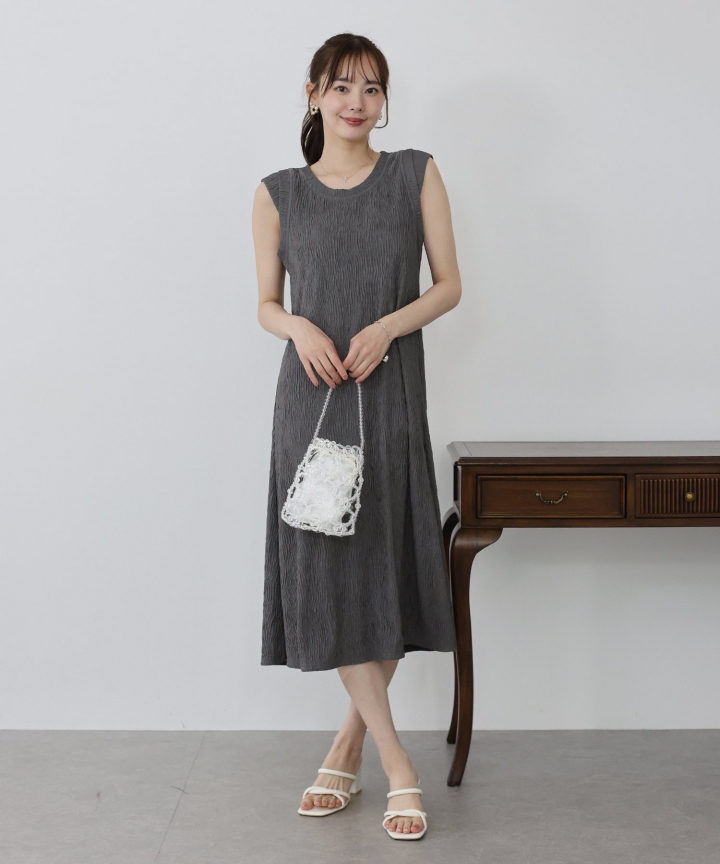 【SALE】フレンチスリーブプリーツワンピース 【SALE】フレンチスリーブプリーツワンピース