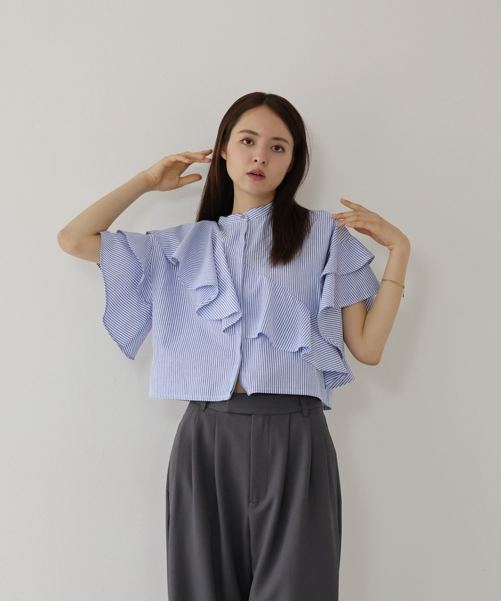 【SALE】半袖フリルシャツ[J by blue]【ネコポス】