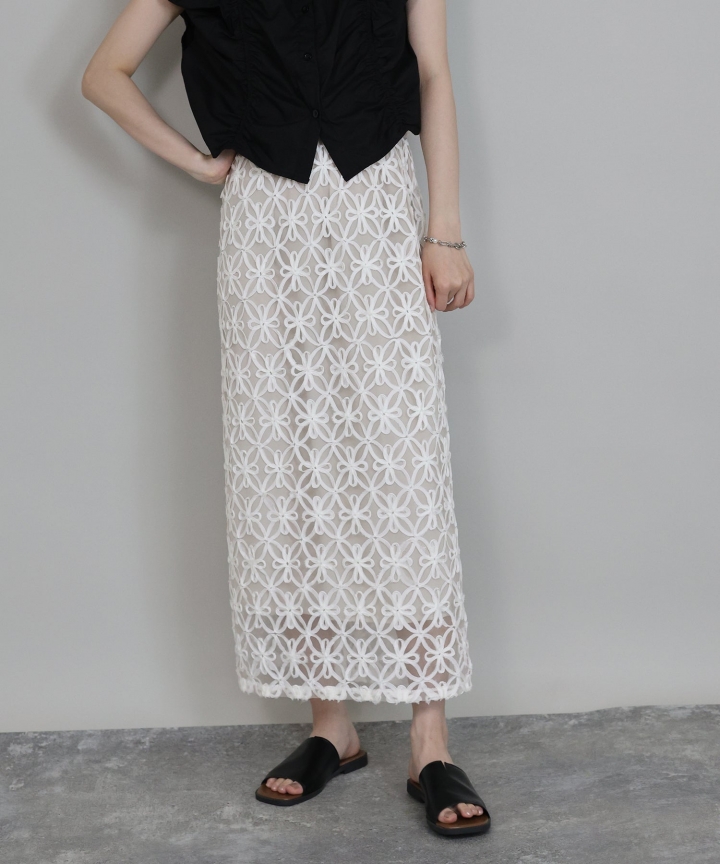 【SALE】チュールフラワータイトスカート[ J by blue ]