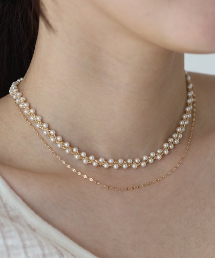 パールチェーン2連ネックレスセット / ニッケルフリー【ネコポス】 パールチェーン2連ネックレスセット / ニッケルフリー【ネコポス】