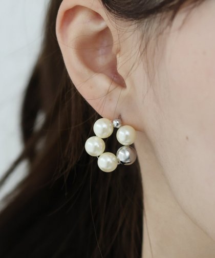 パール&メタルボールピアス / ニッケルフリー【ネコポス】 パール&メタルボールピアス / ニッケルフリー【ネコポス】