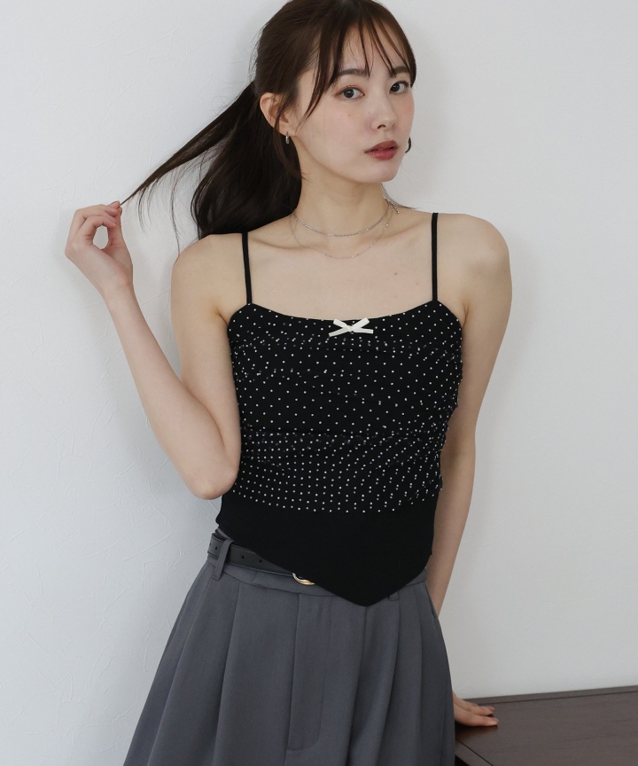 【SALE】カップ付きドットチュールキャミソール【ネコポス】 【SALE】カップ付きドットチュールキャミソール【ネコポス】