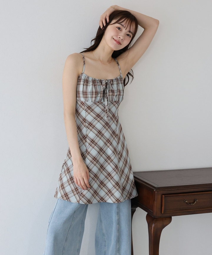 【SALE】チェックキャミワンピース