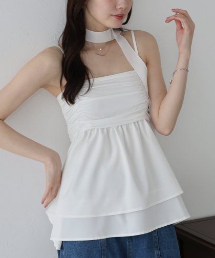 タイ付ギャザーキャミソール【ネコポス】 タイ付ギャザーキャミソール【ネコポス】