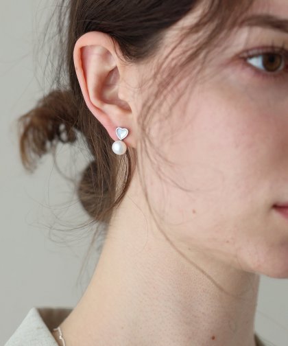 【TIME SALE】クリアハート淡水パールピアス/ silver925[ J by blue ]【ネコポス】