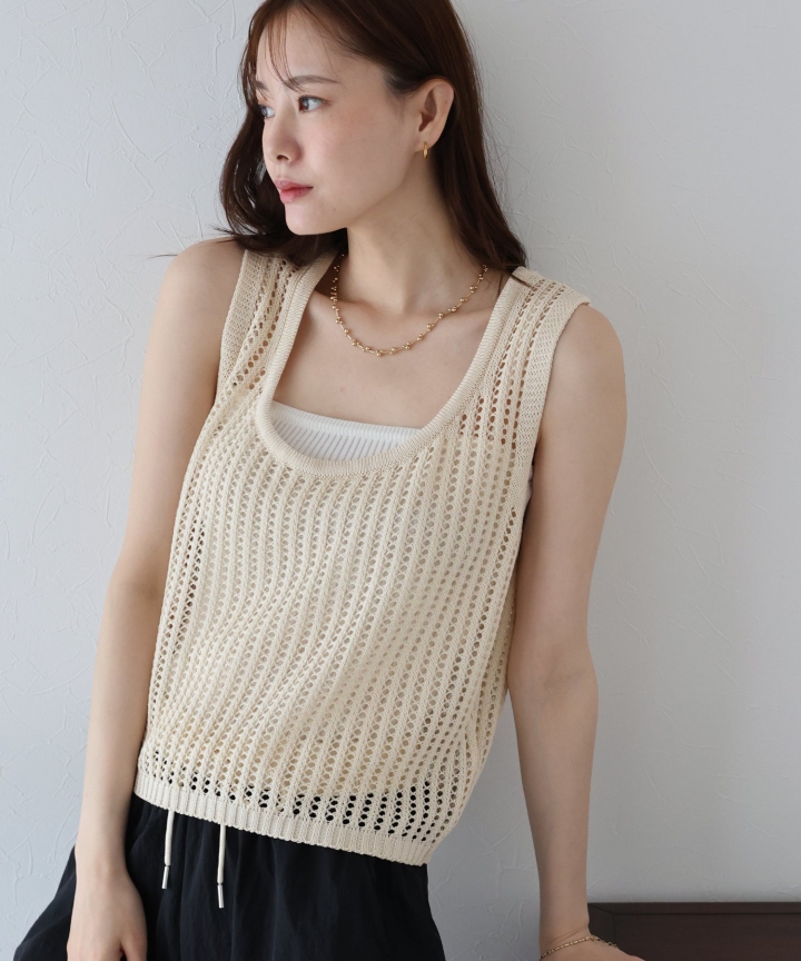 【SALE】バックリボンメッシュベスト【ネコポス】 【SALE】バックリボンメッシュベスト【ネコポス】