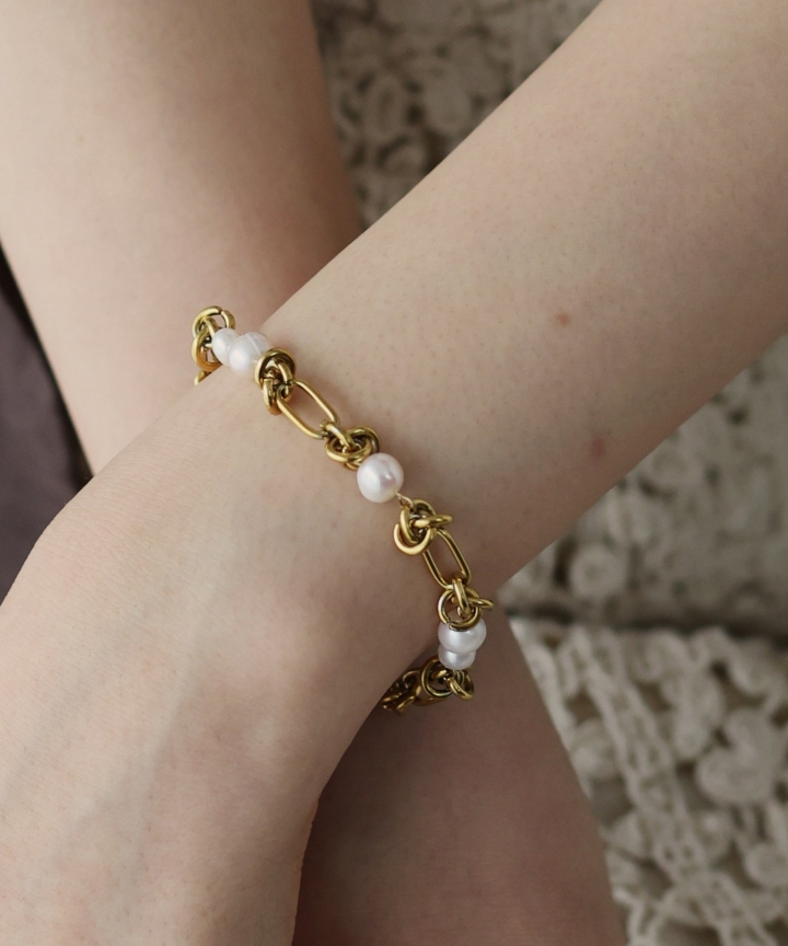 バロックパールチェーンブレスレット / サージカルステンレス [J by blue]【ネコポス】