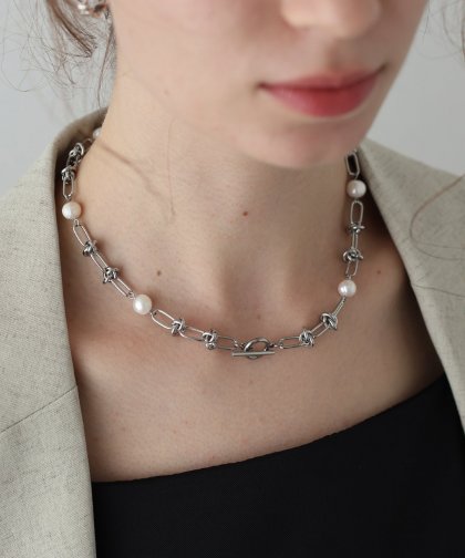 【TIME SALE】バロックパールチェーンネックレス / サージカルステンレス [J by blue]【ネコポス】