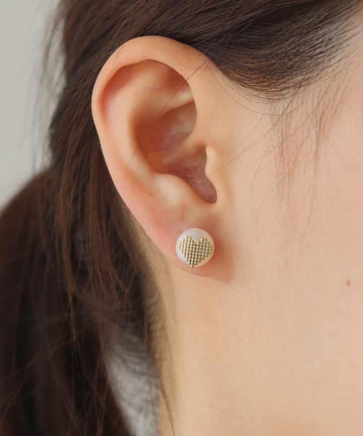 【TIME SALE】淡水パールハートスタッズピアス / silver925 [J by blue]【ネコポス】