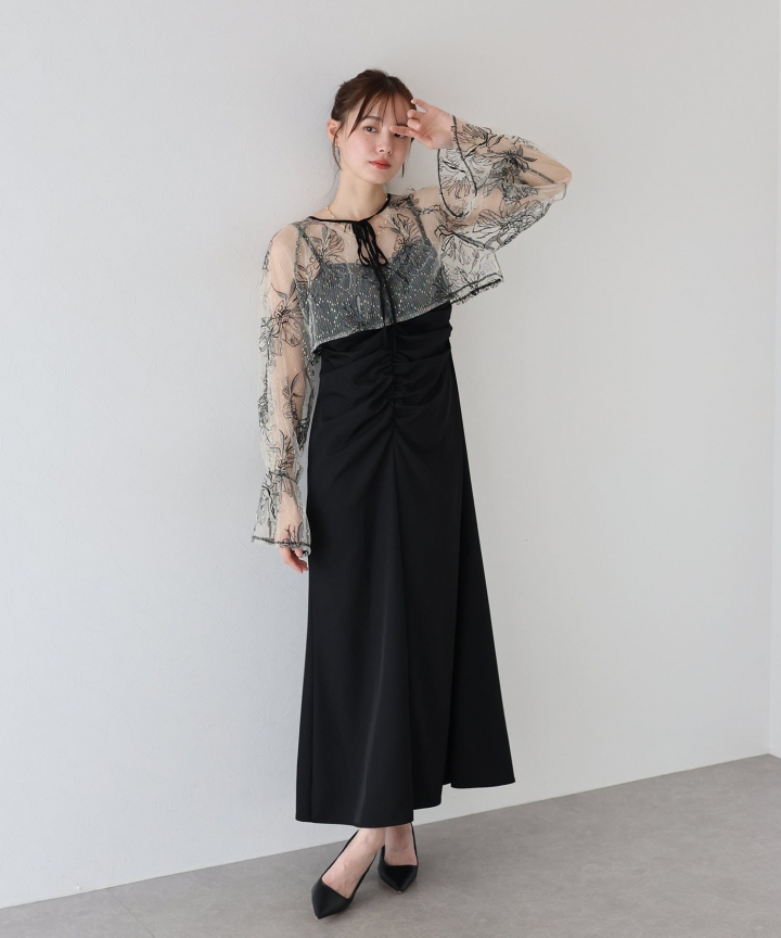 【TIME SALE】ラメフラワーボレロ＆キャミソールワンピースドレス