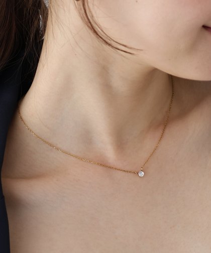 4mmジルコニアストーンネックレス / サージカルステンレス【ネコポス】