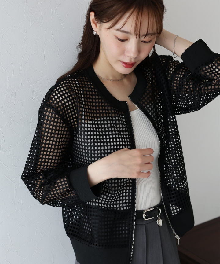 【SALE】スクエアメッシュブルゾン