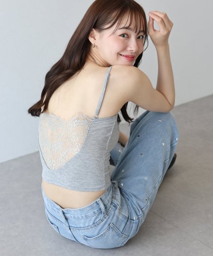 カップ付きバックレースキャミソール【ネコポス】 カップ付きバックレースキャミソール【ネコポス】