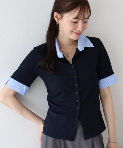 【TIME SALE】シャツドッキングカーディガン【ネコポス】 【TIME SALE】シャツドッキングカーディガン【ネコポス】