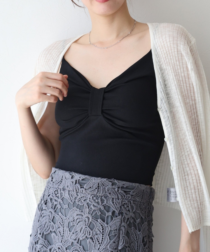 【SALE】カップ付きリボンキャミソール【ネコポス】 【SALE】カップ付きリボンキャミソール【ネコポス】