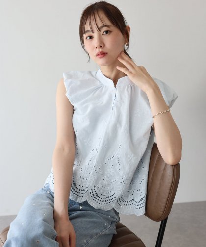 【SALE】バルーンショルダーコットンレースブラウス【ネコポス】 【SALE】バルーンショルダーコットンレースブラウス【ネコポス】