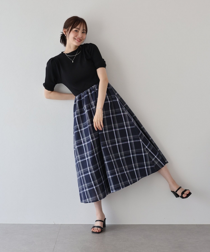 【SALE】チェックドッキングワンピース