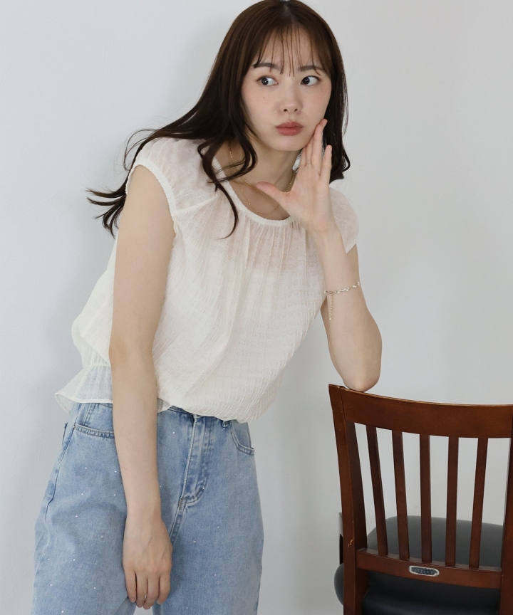 【SALE】シアーチェックブラウス【ネコポス】 【SALE】シアーチェックブラウス【ネコポス】