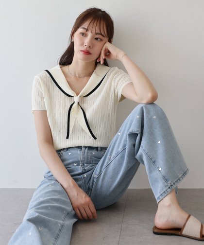 【TIME SALE】セーラーカラーボウタイニット【ネコポス】 【TIME SALE】セーラーカラーボウタイニット【ネコポス】