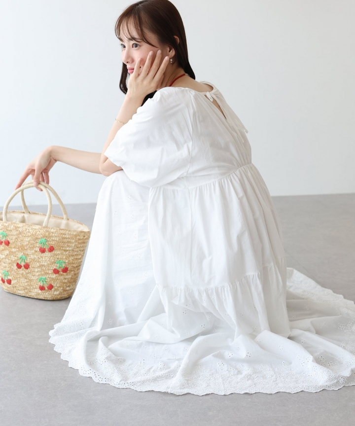 【TIME SALE】バルーン袖コットンレースワンピース