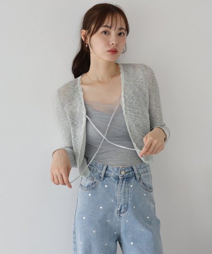 レース付きリボンカーディガン【ネコポス】 レース付きリボンカーディガン【ネコポス】