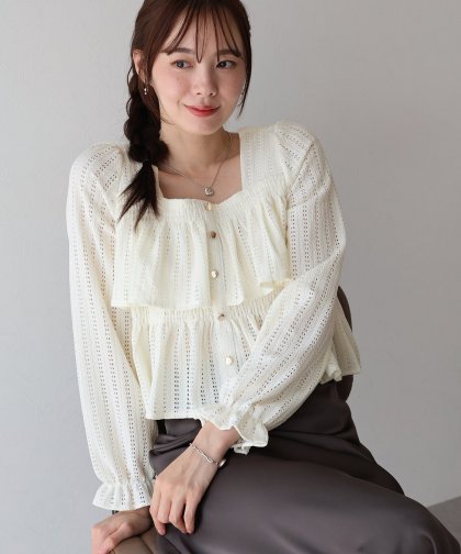 スクエアティアードフリルブラウス【ネコポス】 スクエアティアードフリルブラウス【ネコポス】