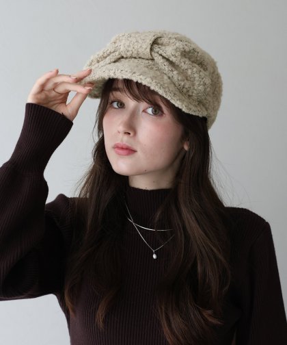 ビッグリボンモチーフボアキャップ ビッグリボンモチーフボアキャップ