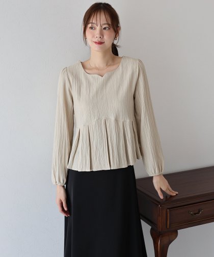 ハートネックプリーツブラウス【ネコポス】 ハートネックプリーツブラウス【ネコポス】