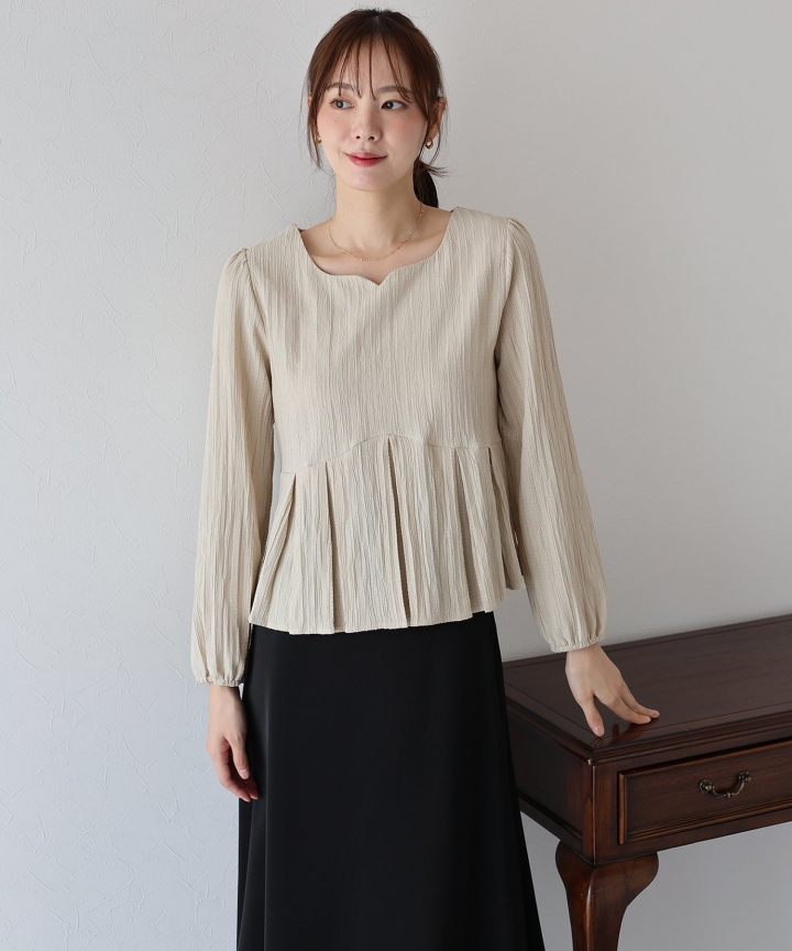 ハートネックプリーツブラウス【ネコポス】 ハートネックプリーツブラウス【ネコポス】