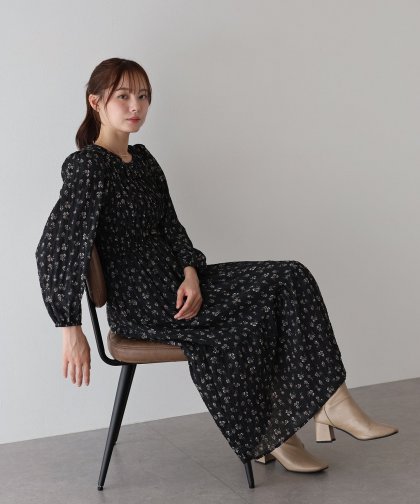 【TIME SALE】花柄シャーリングワンピース