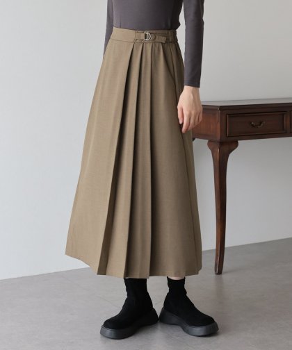 サイドベルトプリーツスカート サイドベルトプリーツスカート