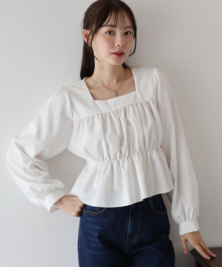 バックリボンペプラムブラウス【ネコポス】 バックリボンペプラムブラウス【ネコポス】