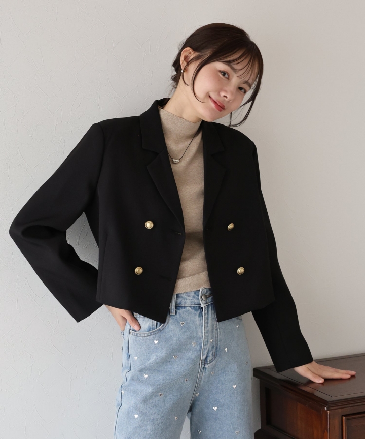 【TIME SALE】金ボタンショートテーラードジャケット