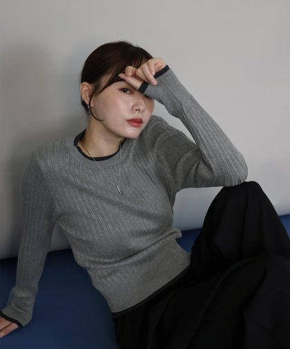 レイヤードランダムリブニット[ J by blue ]