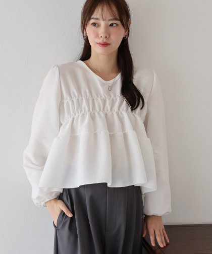 【TIME SALE】バックリボンティアードブラウス【ネコポス】