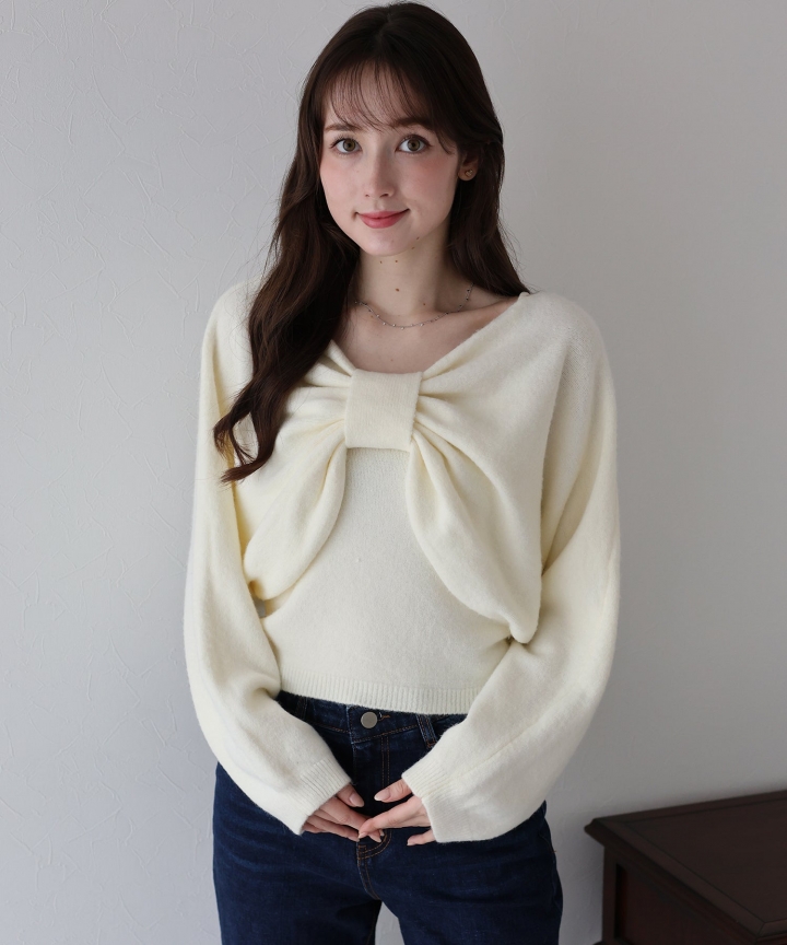 リボンショートニットセット