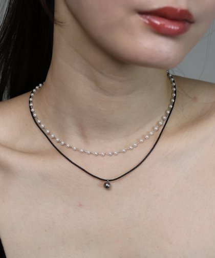 [ J by blue ]パール＆紐2連ネックレス / サージカルステンレス【ネコポス】