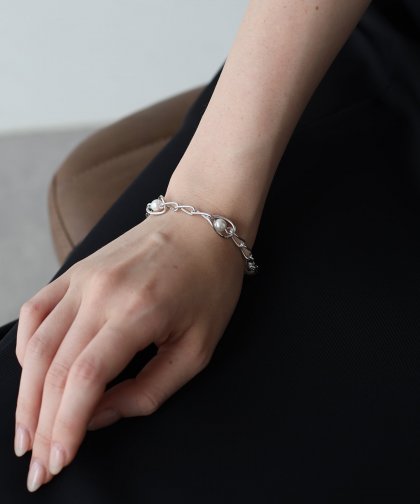 パールシェルモチーフブレスレット / ニッケルフリー[ J by blue ]【ネコポス】