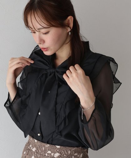 フリルリボンブラウス【ネコポス】 フリルリボンブラウス【ネコポス】