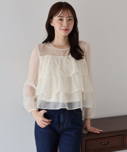 シアーティアードブラウス【ネコポス】 シアーティアードブラウス【ネコポス】