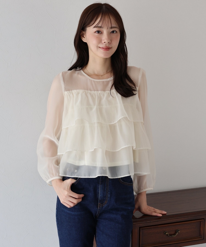 シアーティアードブラウス【ネコポス】