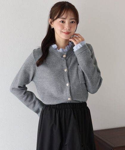 フリルシャツ襟カーディガン フリルシャツ襟カーディガン