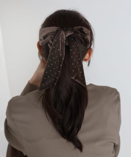 スタッズベロアリボンシュシュ【ネコポス】 スタッズベロアリボンシュシュ【ネコポス】