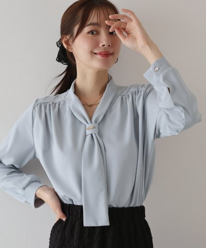 メタルバー付きボウタイブラウス【ネコポス】
