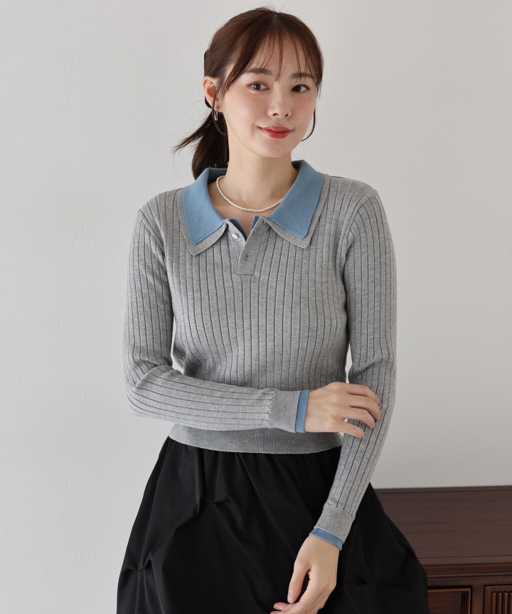 ダブル襟ポロニット