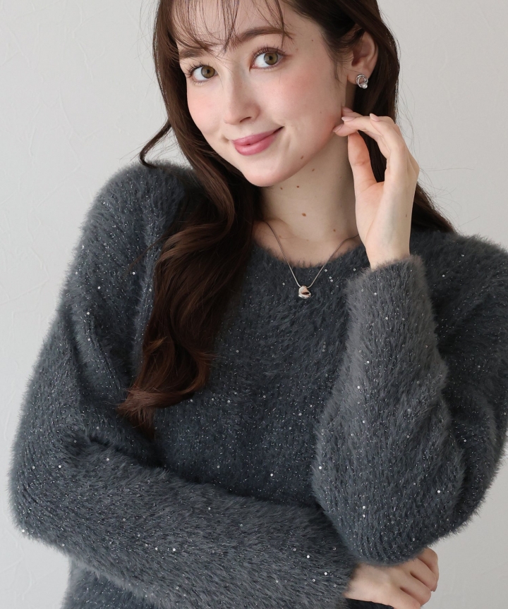 スパンコールラメシャギーニット スパンコールラメシャギーニット