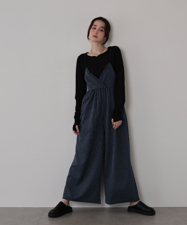 【TIME SALE】[ J by blue ]ピンストライプフリルサロペット