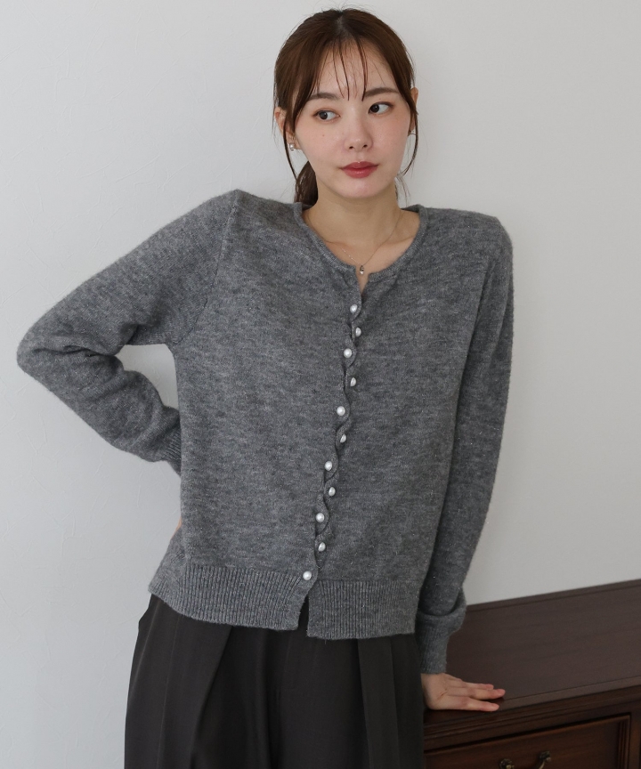 パールボタンラメカーディガン
